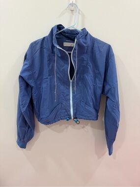 Adidas Blue Cropped Windbreaker Jackets small